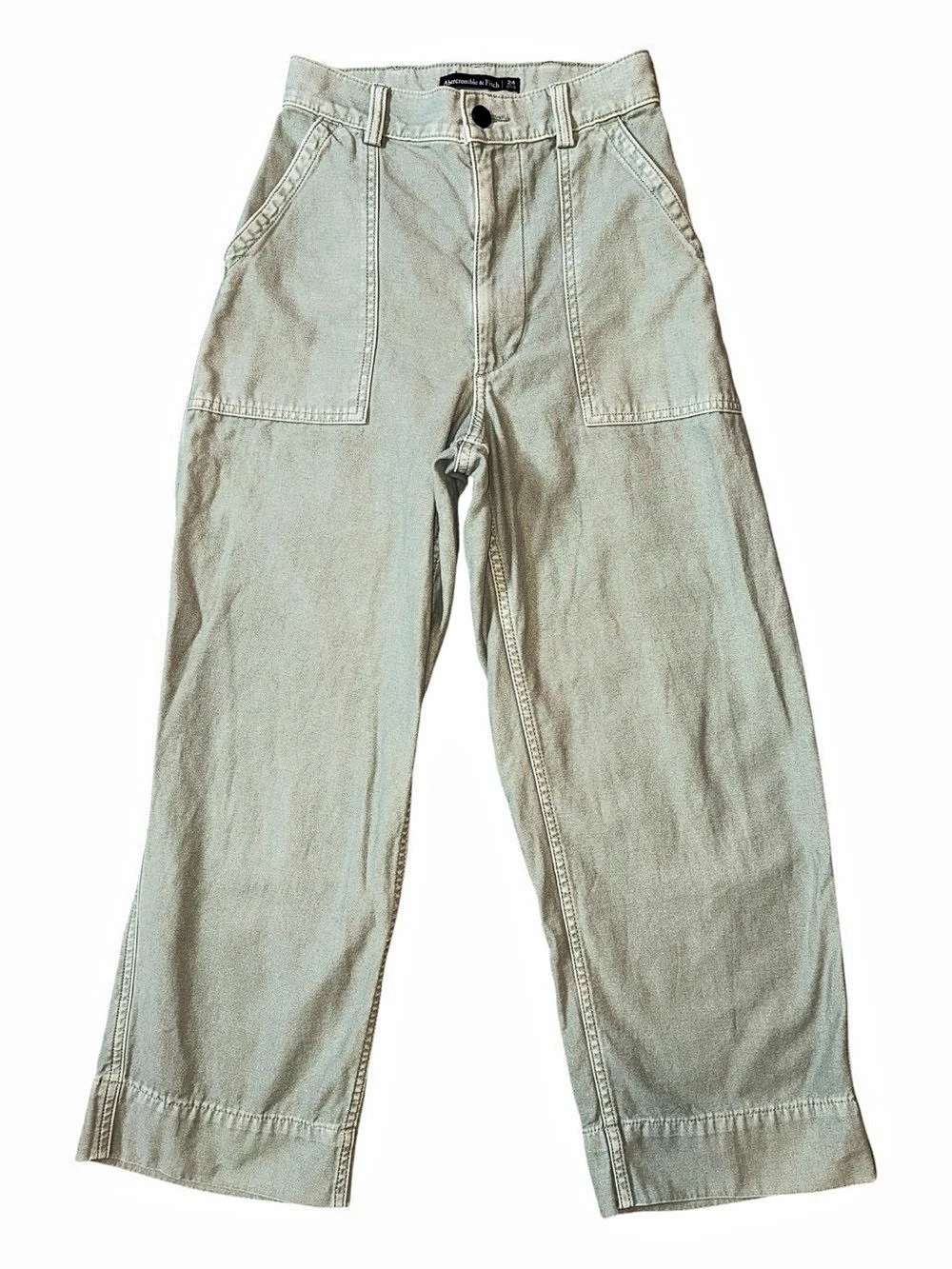 Abercrombie & Fitch Wide Leg Pants Green Waist 24